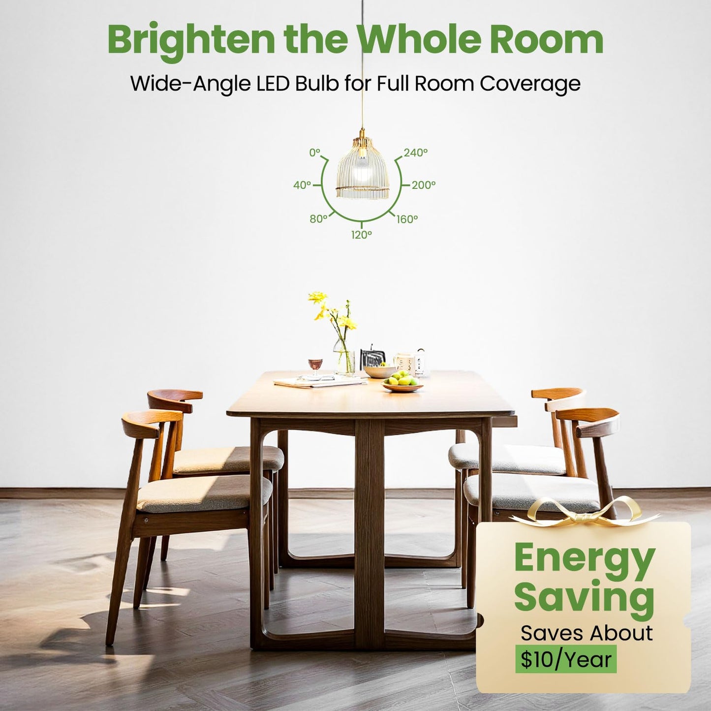 A15 Shape E12 LED Ceiling Fan Light Bulbs, 60W Equivalent, 5000K, 6 Pack