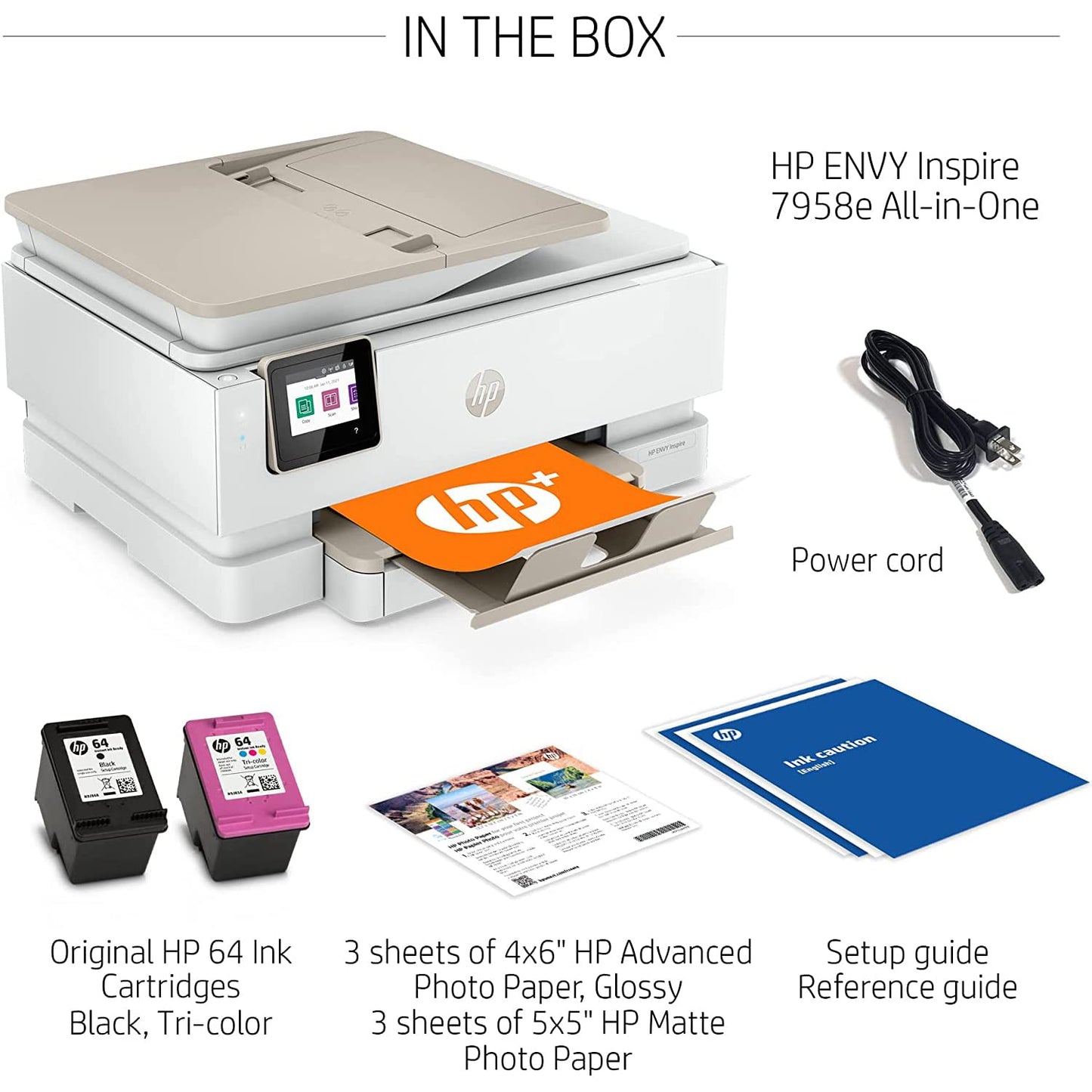HP Envy Inspire 7958e Wireless All-in-One Color Inkjet Printer with Bonus 6 Months of Instant Ink Print Copy Scan - 22 ppm, 4800 x 1200 dpi, Duplex