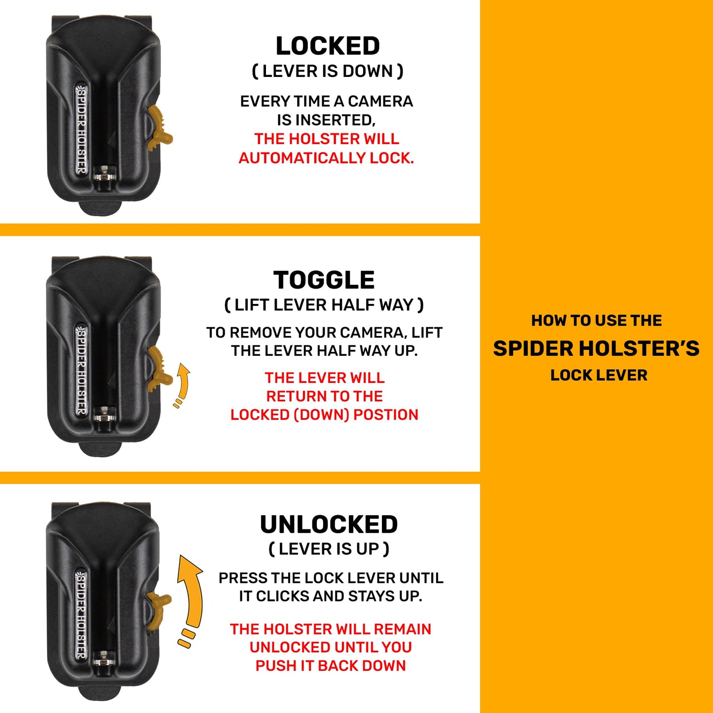 SPIDER HOLSTER - Spider X Belt and Backpack Camera Holster Kit with Clip-On Self-Locking Camera Holster, Mirrorless Camera Plate, and Backpack Adapter