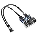 Kowlone Motherboard 9 Pin USB Header Splitter, Male 1 to 4 Female Extension Splitter Cable Desktop Card PCB Board 9-Pin USB 2.0 HUB Connector Adapter