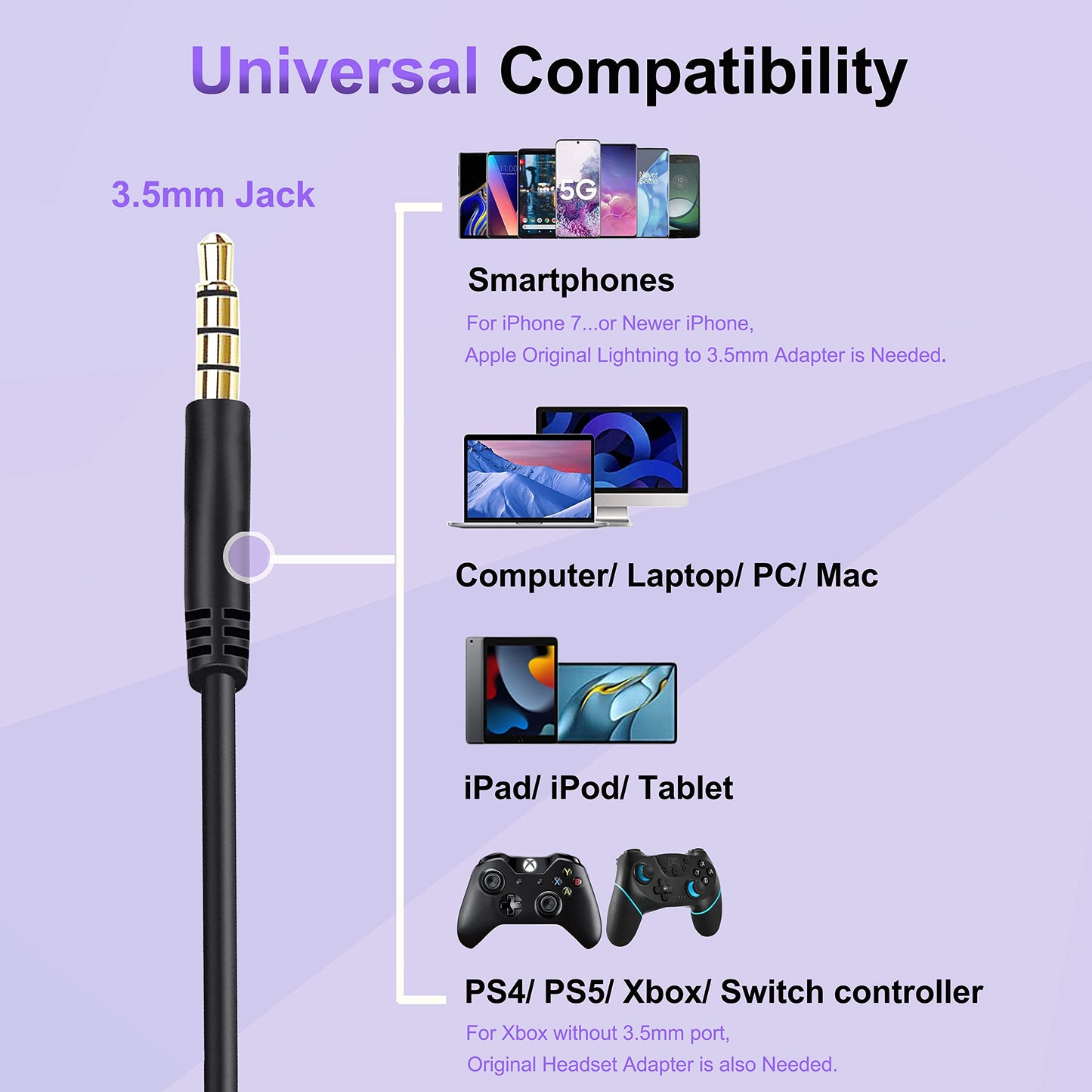 Replacement Audio Cable for Bose Headphones Cord Wire 3.5mm to 2.5mm Compatible with Bose 700 Quietcomfort 25 QC25 35 QC35 QC35II 45 QC45 JBL Tune…