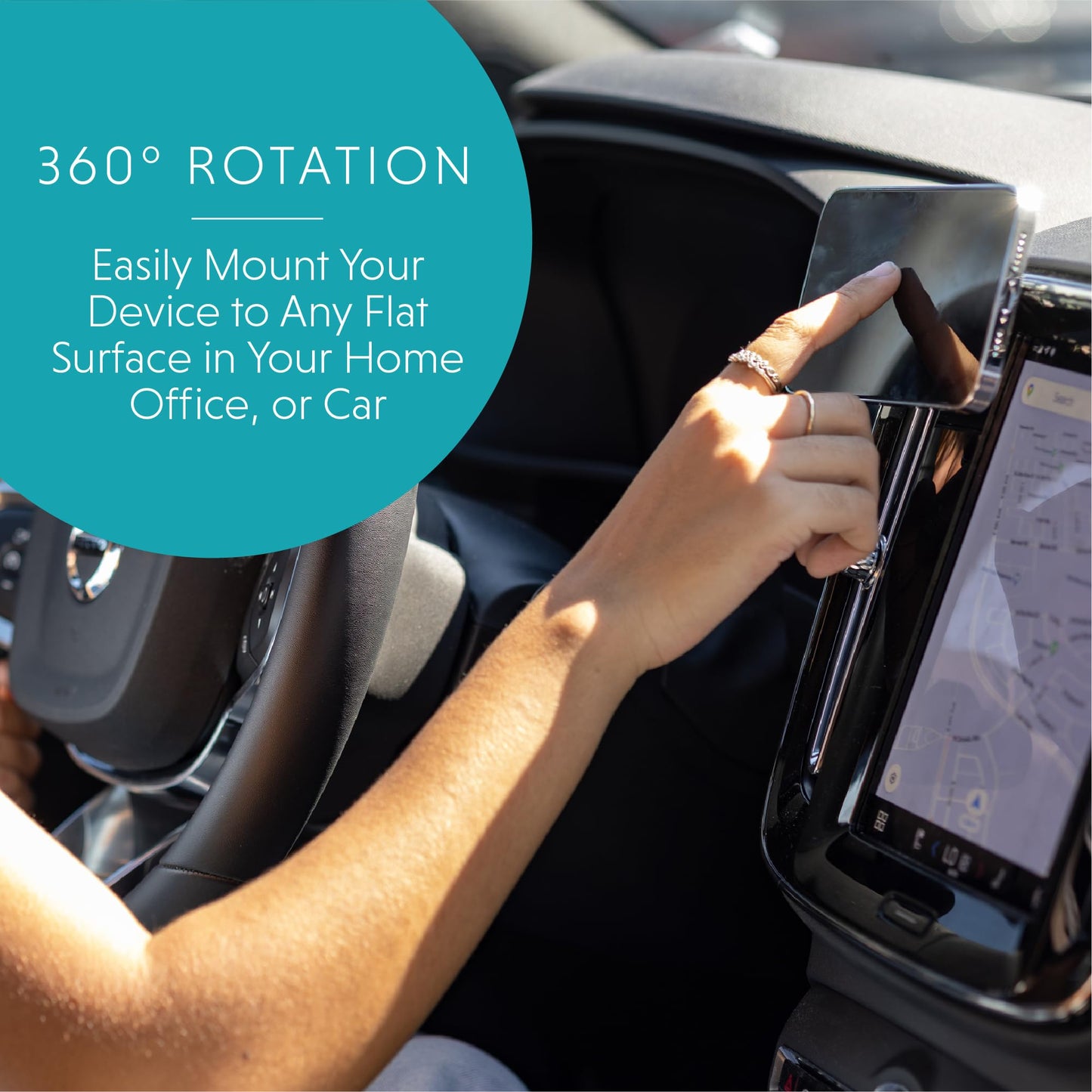 LOVEHANDLE Cell Phone Holder and Grip 360 Mount and Grip - Car Mount for Smartphones and Mini Tablets with 360 Rotation Technology - Combo Pack (Black