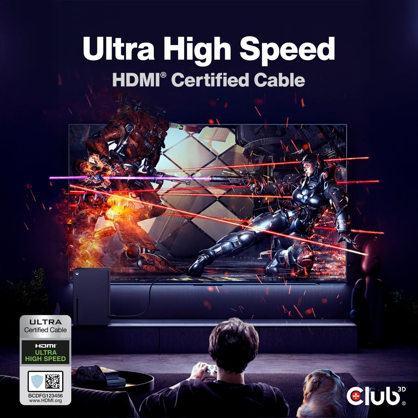 Club3D CAC-1372 Ultra High Speed HDMI 2.1 Certified Cable 4K 120Hz 8K 60Hz M/M 2m - 6.56ft