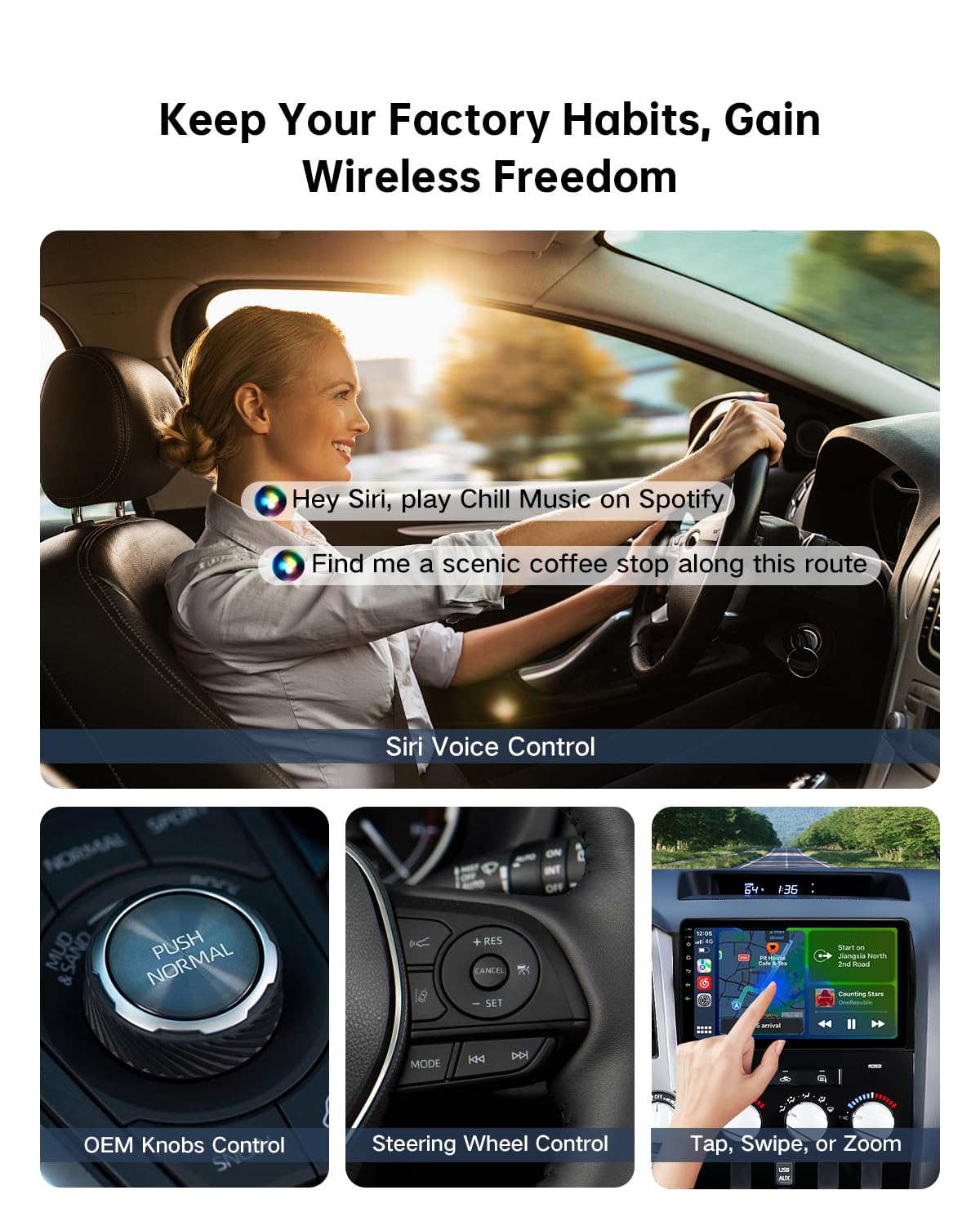 2025 Upgraded Apple Car Play Wireless Adapter for iPhone - Factory Wired CarPlay to Wireless, Auto-Reconnect, Plug & Play for iOS 10+ (iPhone 6+)