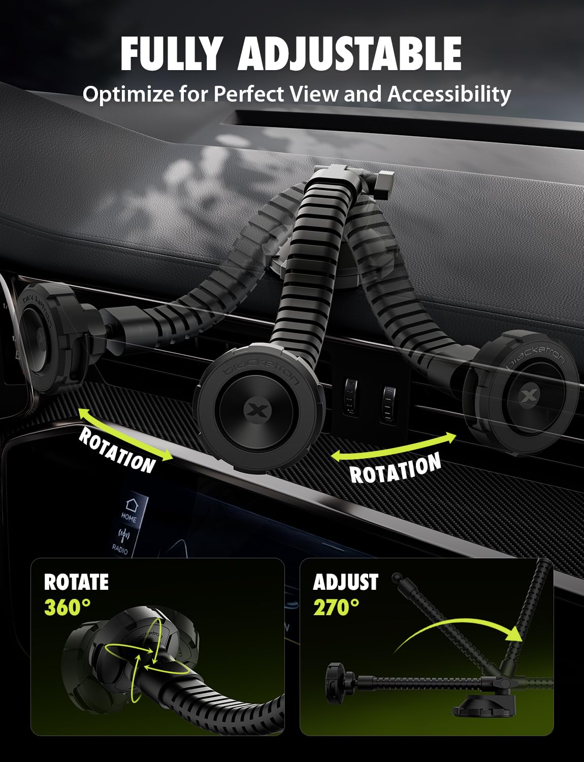 Bracketron MagAlign X Pro - Magsafe Car Phone Mount for Truck with Flexible Arm for Dashboard & Windshield - Magnetic Phone Holders for Your Car