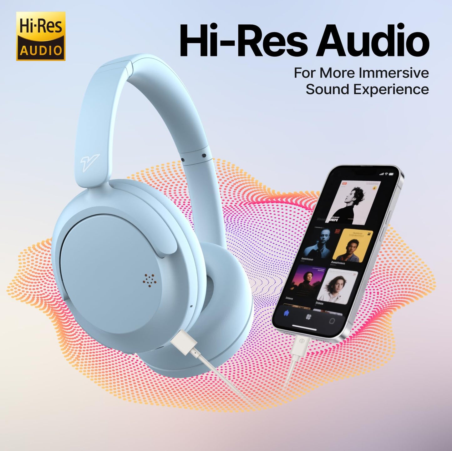VOKALEN Hyper GO Wireless Over-Ear Noise Cancelling Headphones with Mic, 60H Playtime, Bluetooth Headphones, Hi Res Audio, Deep360 Spatial Audio…