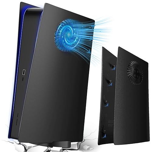 Plate Black for ps5 Faceplate Digital with Cooling Vents Case Cover Replacement Plate for PS5 Digital Edition Hard Shell Faceplate Skin Cover Plates