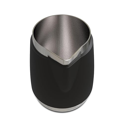 Rattleware 12 Oz Handle Free Latte Art Pitcher Stainless Steel with Rubber Grip Durable Heat Resistant Milk Frothing Pitcher for Baristas Home Cafes