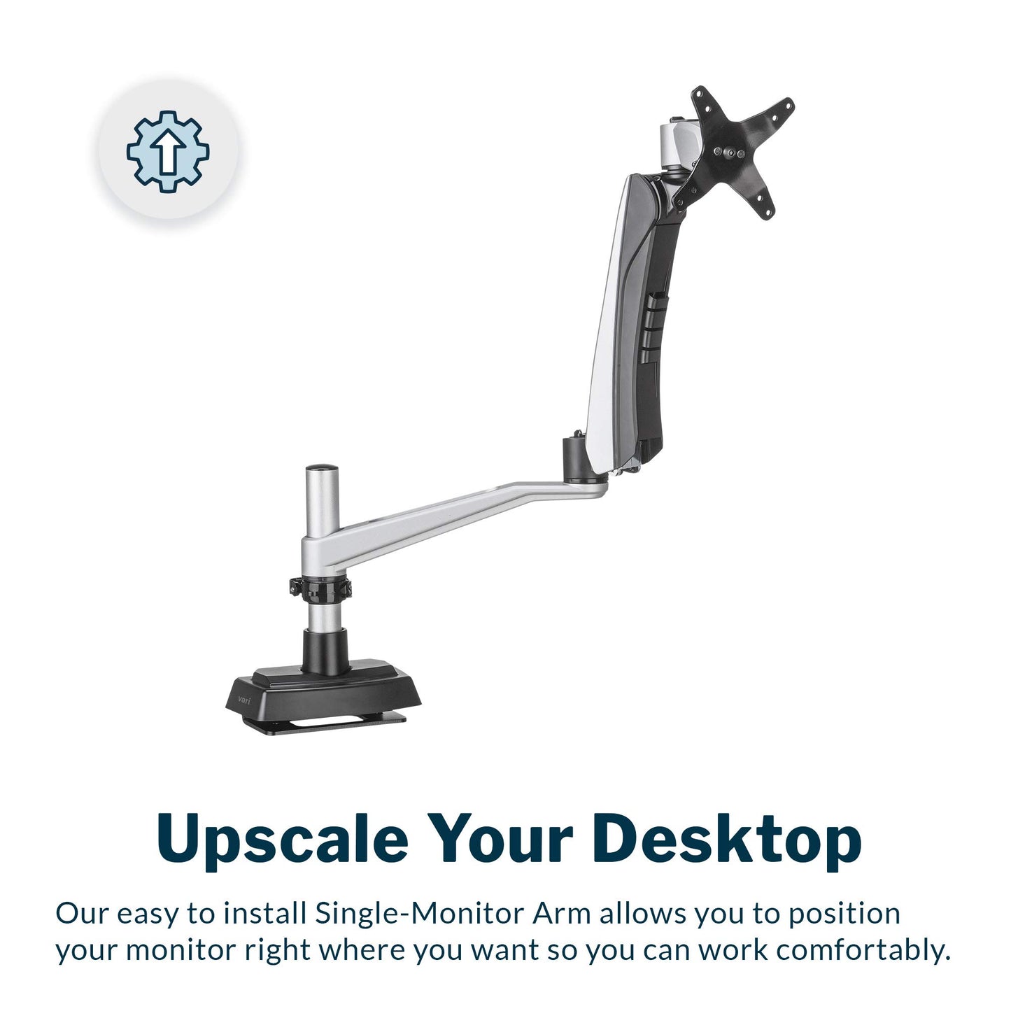 Vari Single Monitor Arm - VESA Monitor Mount w/ 360 Degree Adjustment - Monitor up to 27 inches, 19.8 lbs - Single Monitor Mount with Full