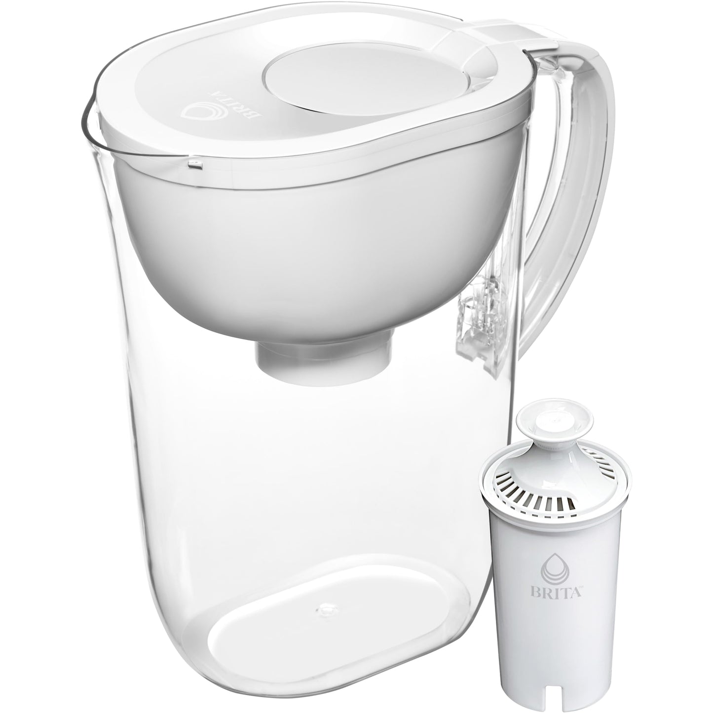Brita Large Water Filter Pitcher for Tap and Drinking Water, Includes 1 Standard Filter, BPA-Free, Lasts Two Months, 10-Cup Capacity, Bright White