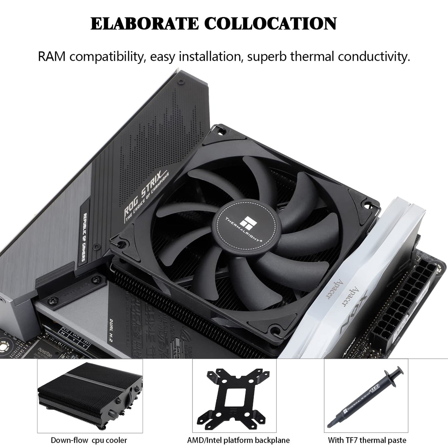 Thermalright AXP90 X47 Black Low Profile CPU Cooler, with 92mm TL-9015B Slim PWM Fan, ITX CPU Cooler, AGHP Technology, 47mm Height,for AMD AM4
