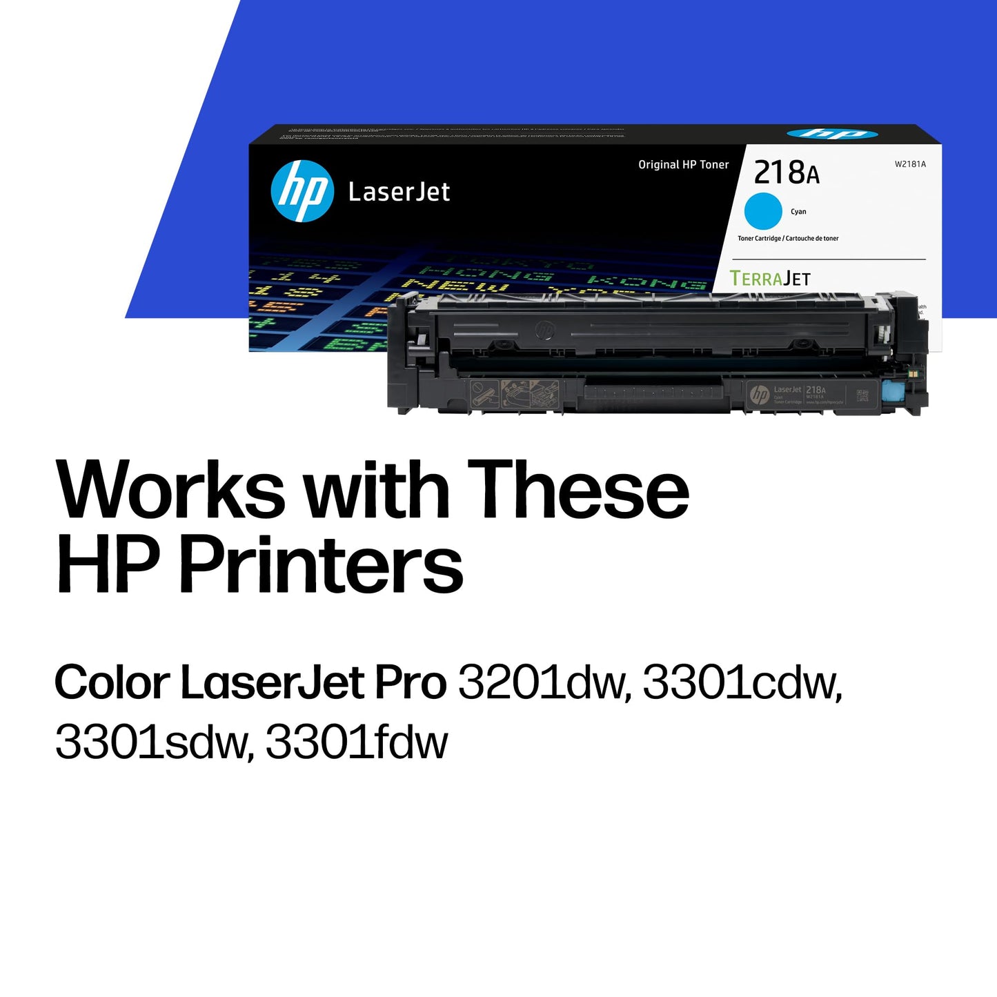 HP 218A Cyan Toner Cartridge | Works with Color LaserJet Pro 3201, MFP 3301 Series | W2181A