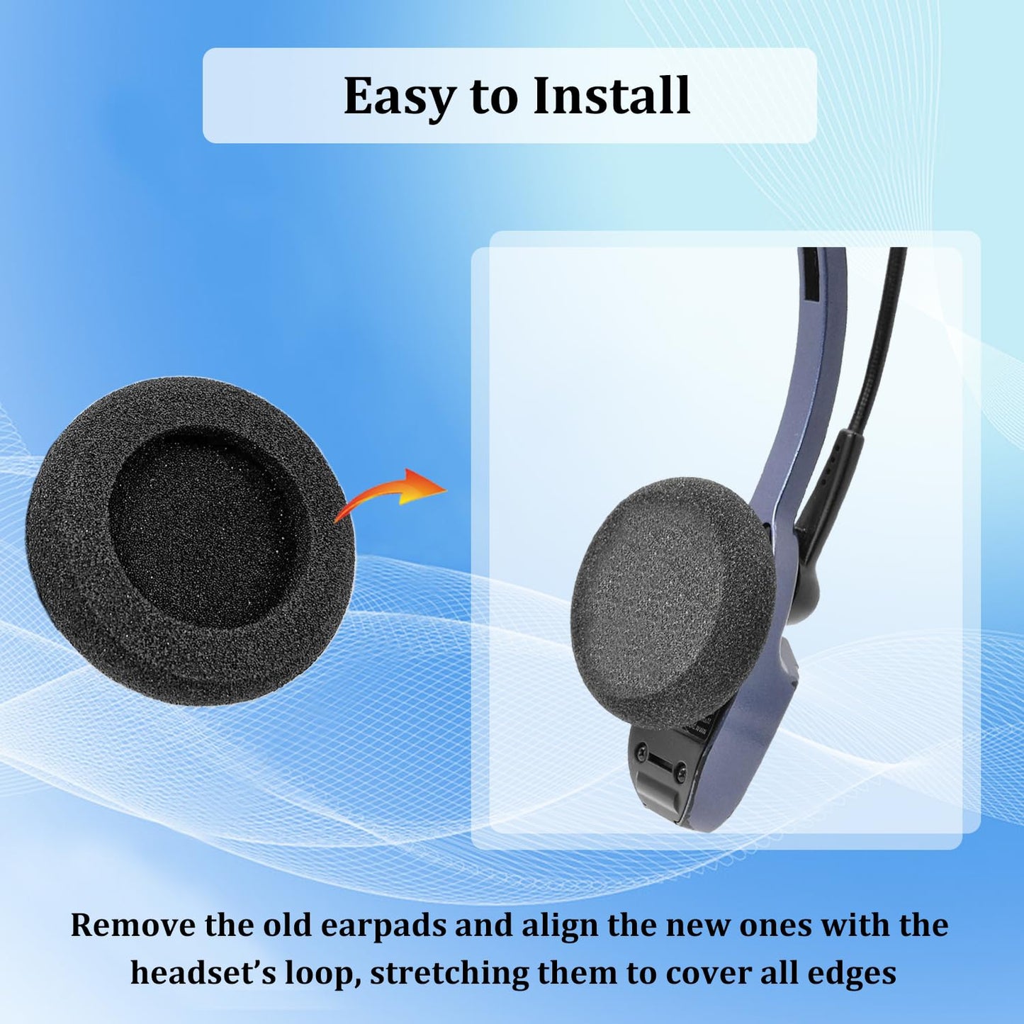 Ear Pads Replacement for B250-XTS Bluetooth Headset, Foam Ear Cushions Compatible with VXI BlueParrott B250-XTS B250-XT B250 B150 Headsets (4 Pack)
