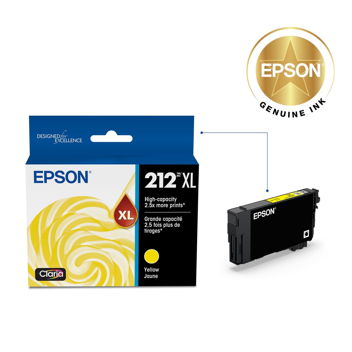 EPSON 212 Claria Ink High Capacity Yellow Cartridge (T212XL420-S) Works with WorkForce WF-2830, 2850 and Expression XP-4100, 4105