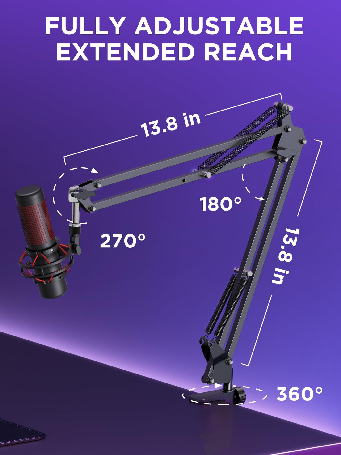 InnoGear Microphone Stand Mic Boom Arm for Blue Yeti HyperX QuadCast S SoloCast Snowball Fifine K669B and other Mic, with Shock Mount Windscreen Pop