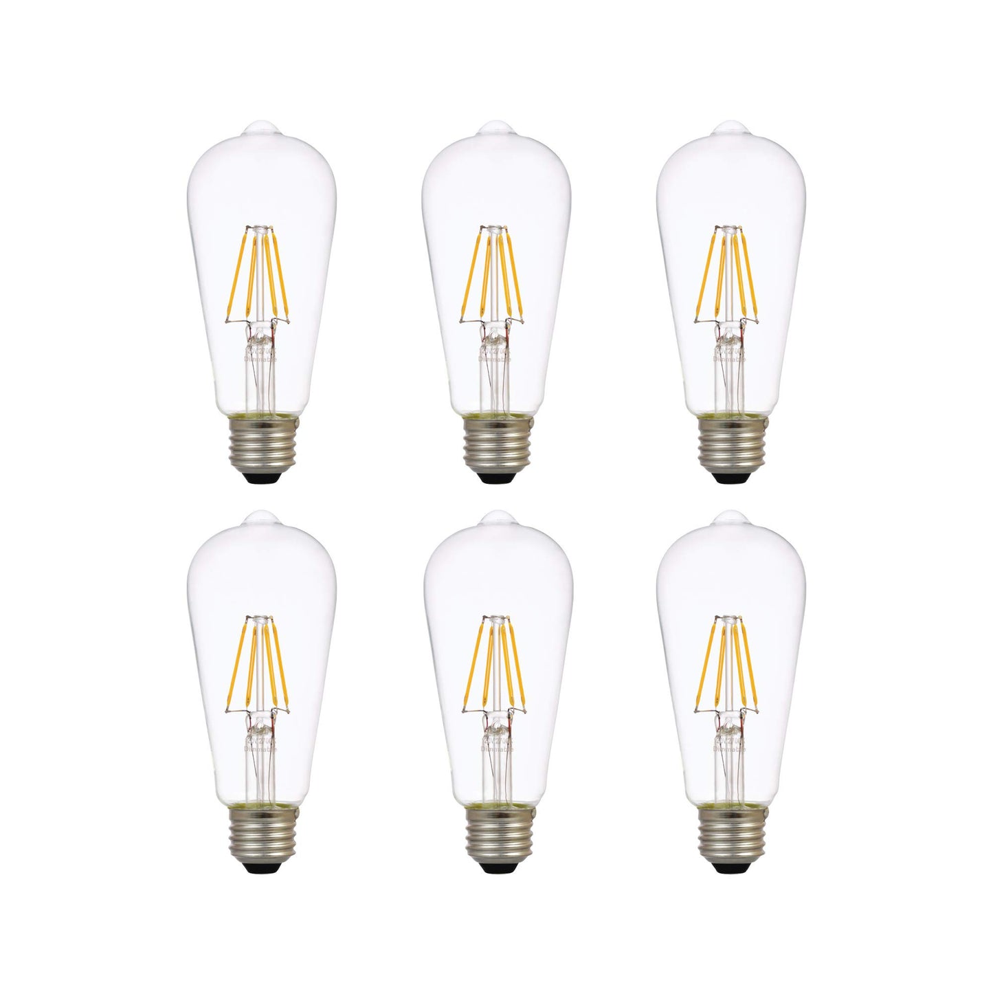 Sylvania LED TruWave Natural Series ST19 Edison Light Bulb, 60W Equivalent Efficient 7W, Dimmable, Clear, 2700K, Soft White - 6 Pack (40908)