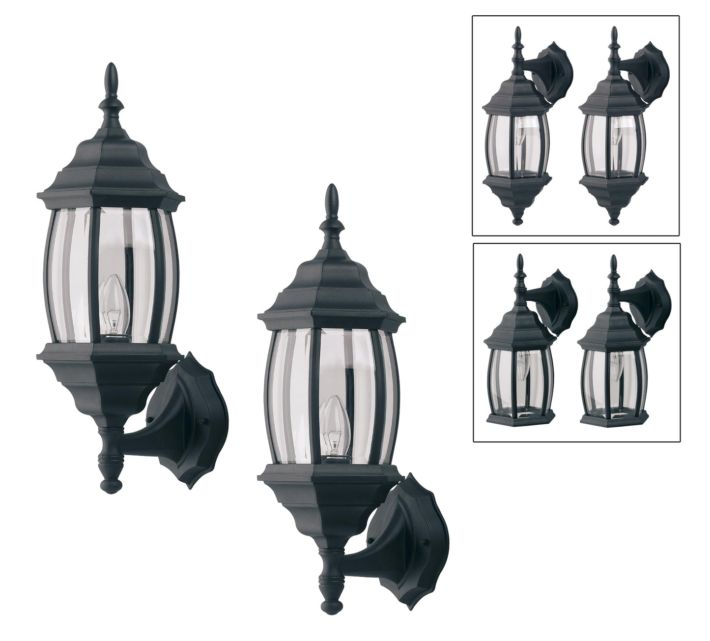 Canarm IOL73TBK Outdoor Lantern Twin Pack, Black