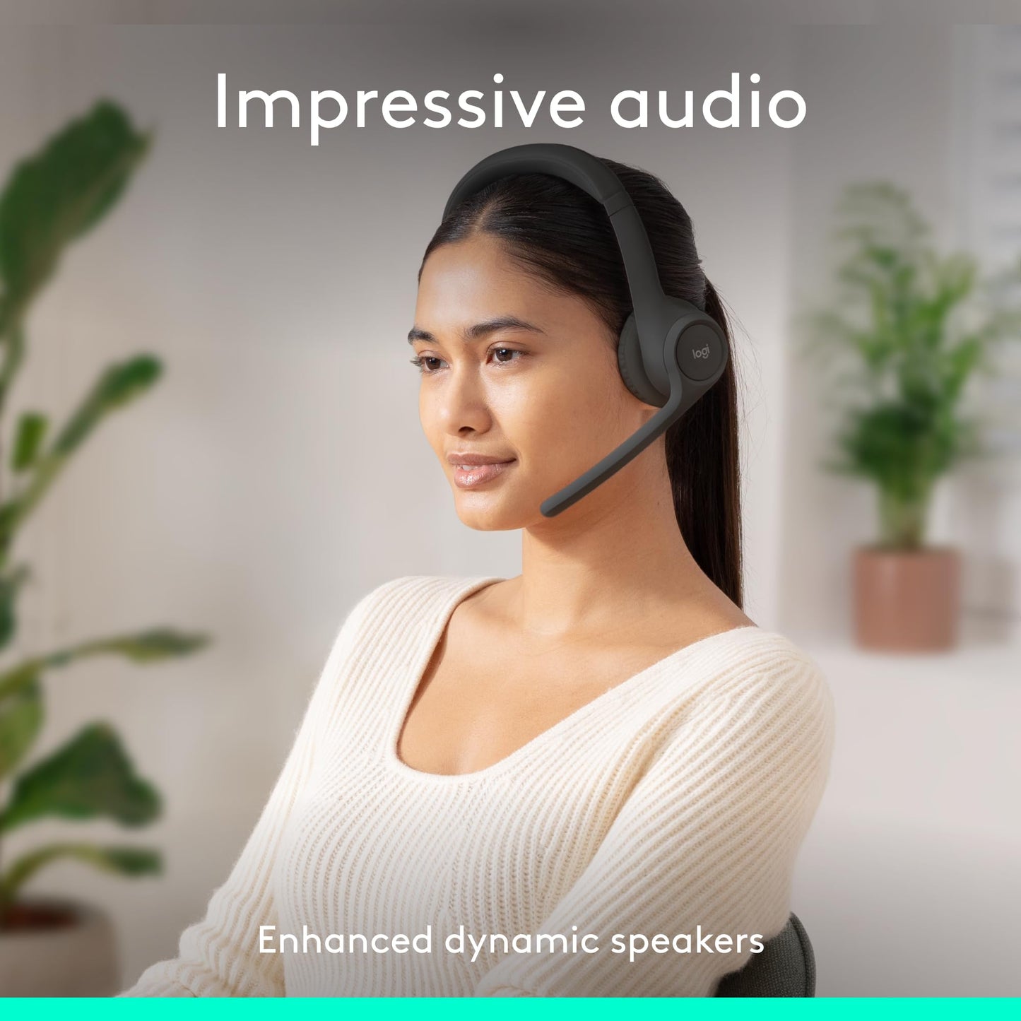 Logitech Zone 301 Wireless Bluetooth Headset with Noise-Canceling Microphone, Compatible with Windows, Mac, Chrome, Linux, iOS, iPadOS, Android