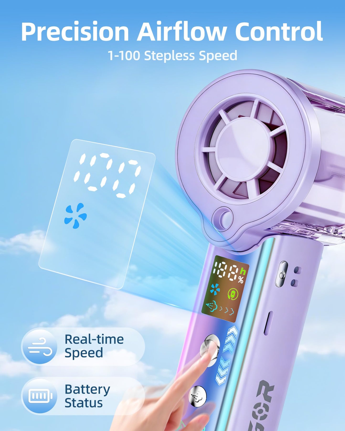 AIVIGOR Portable Handheld Fan with Cooling Mist, 30000 RPM High Speed Turbo Personal Fan with Adjustable Speeds, Rechargeable Mini Misting Fan