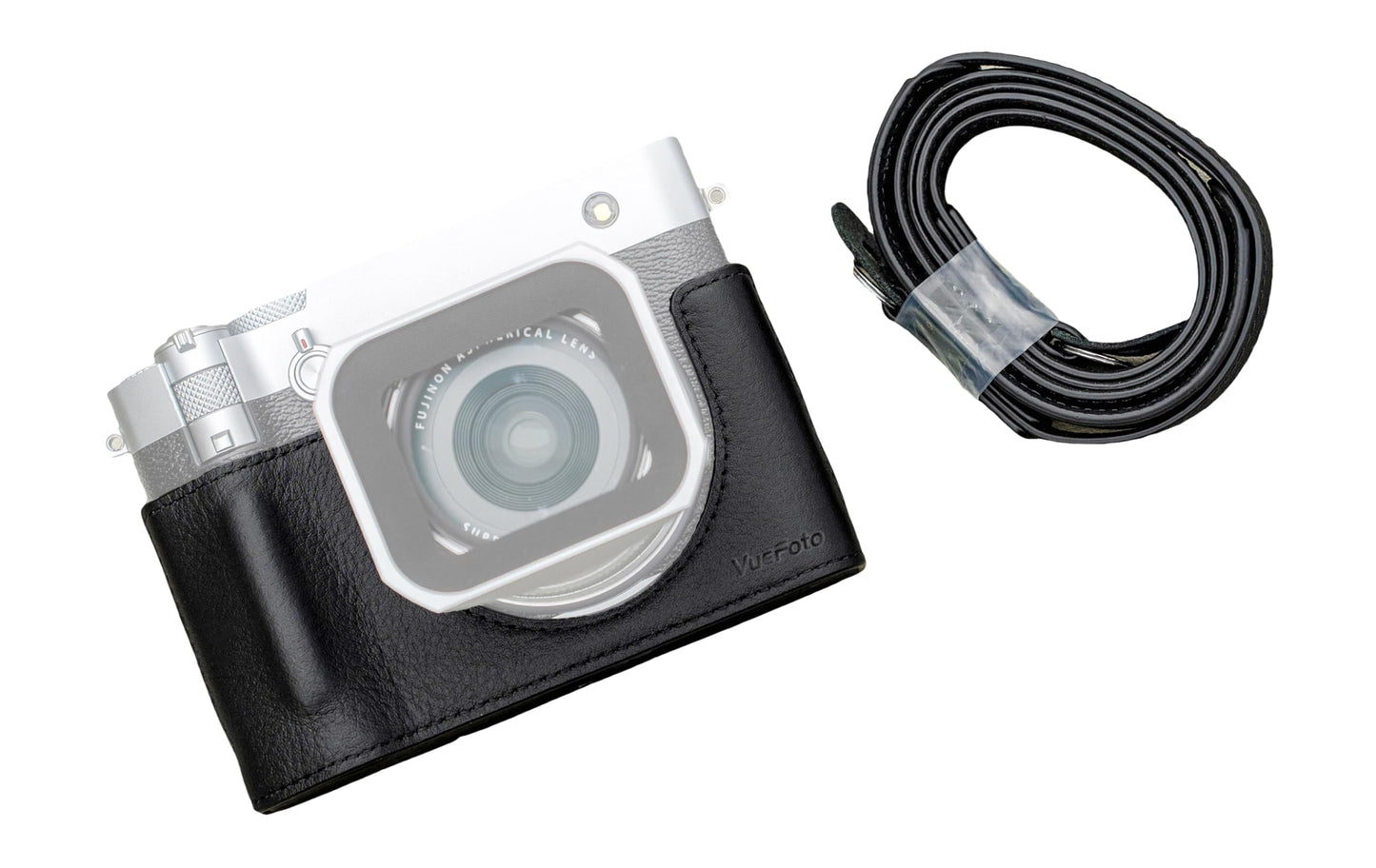 VueFoto GFX100RF Leather Case Kit for FUJIFILM, Including Leather Case with Shoulder Strap, Small Flap for Battery Access, Lightweight