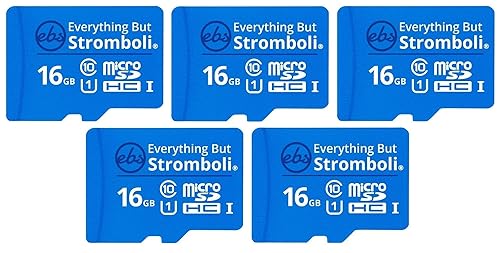 Everything But Stromboli 16GB MicroSD Memory Card w/Adapter (Bulk 5 Pack) Class 10, U1, UHS-1, Micro SDHC Card for Compatible Raspberry Pi, Dash Cam