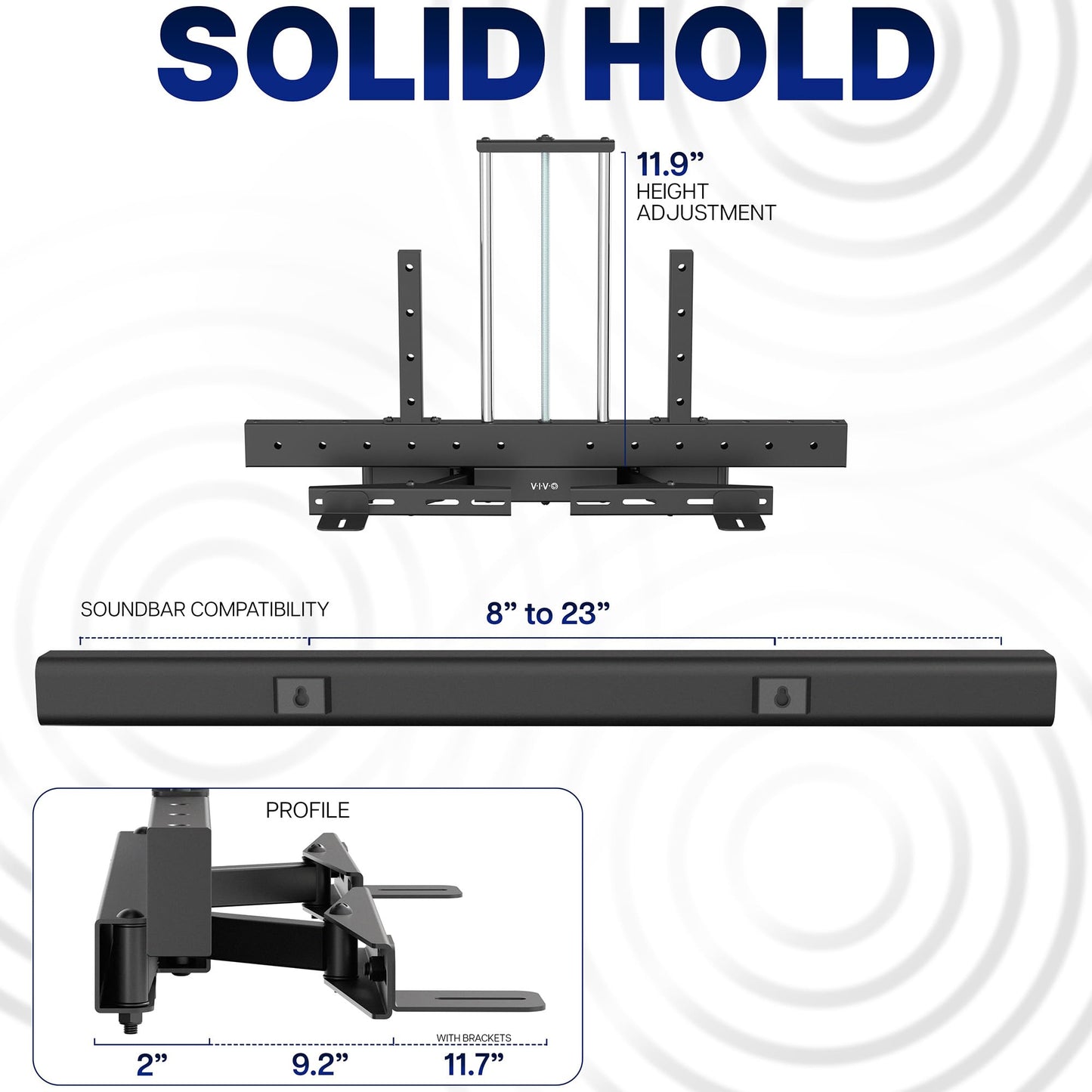 VIVO Universal Soundbar TV Mount for 32 to 100 inch Screens, Height and Depth Adjustment, Wide VESA Range, Black, Mount-ASM1