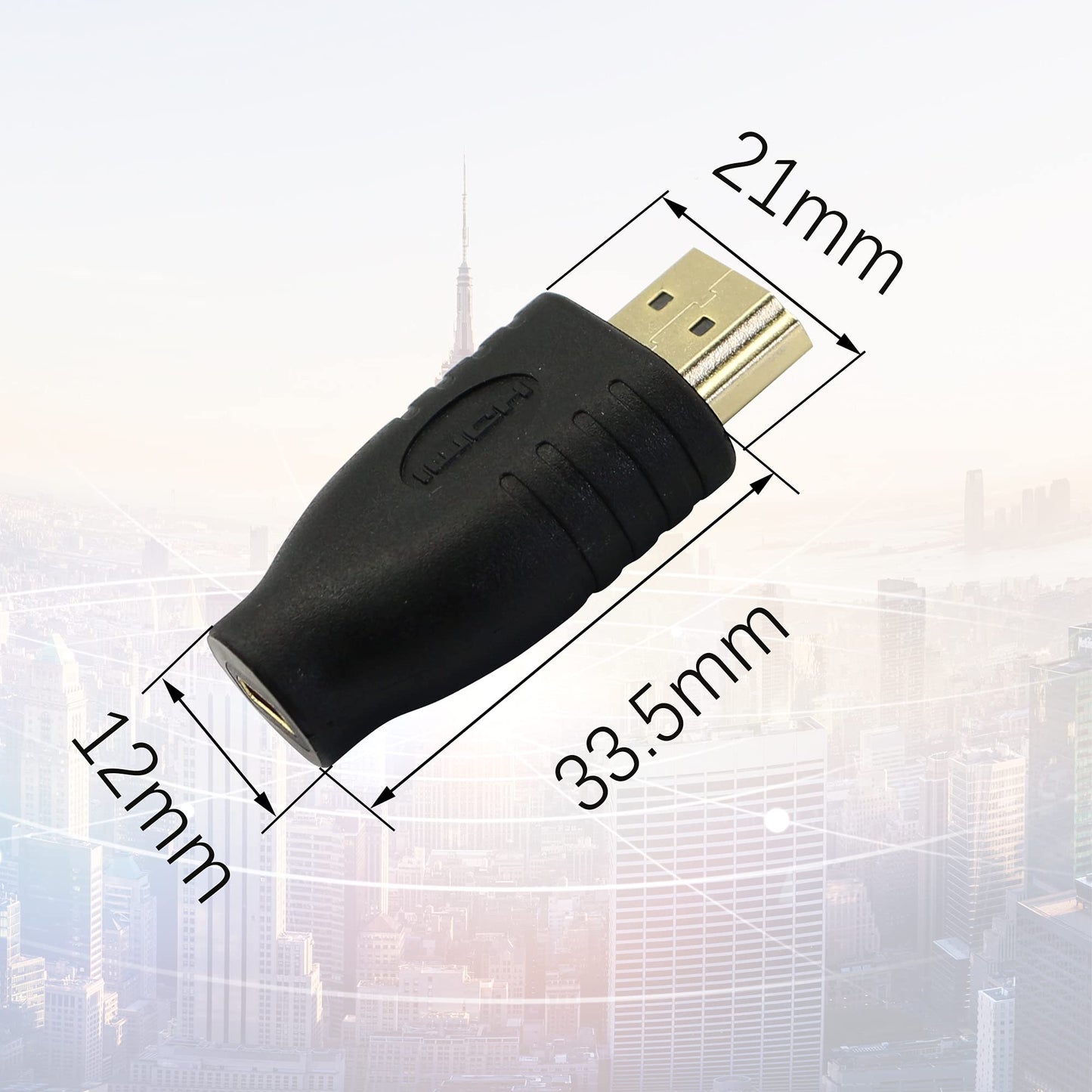 PNGKNYOCN Micro HDMI Adapter, 2-Pack, Male to Female, Supports 3D, 4K, 1080P, Ethernet Channel, 24K Gold-Plated Connectors, PVC Shell, Small