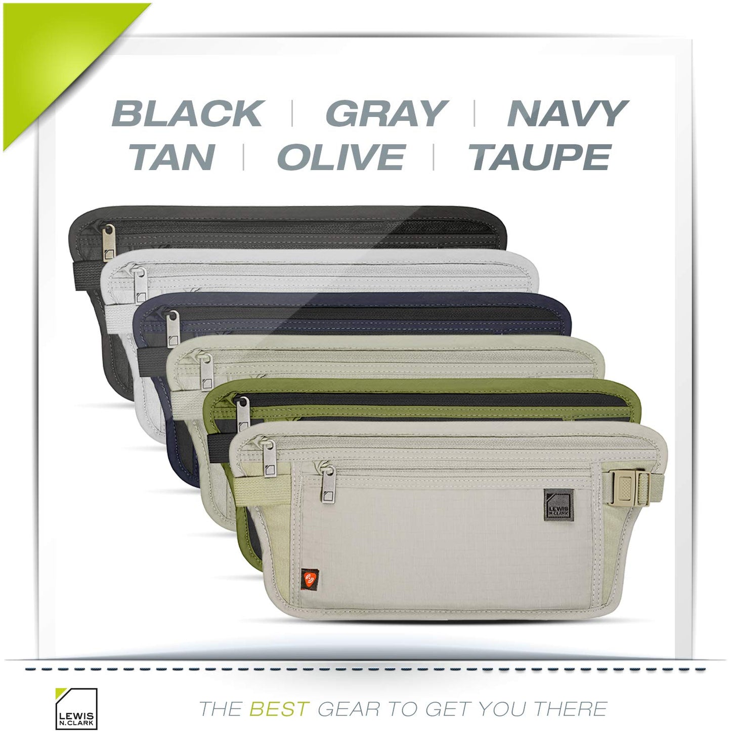 Lewis N. Clark RFID Blocking Money Belt – Travel Pouch & Passport Holder for Women & Men, Secure ID & Credit Card Case, Taupe