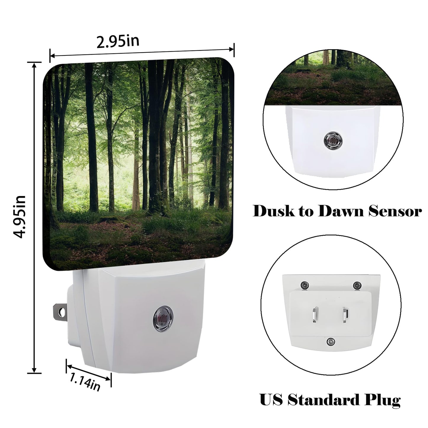 FSHVQKD Green Forest Night Light,Plug Into Wall with Dusk to Dawn Light Sensors, Warm Nightlights for Bedroom, Bathroom, Hallway, Kitchen, Gifts Ideal