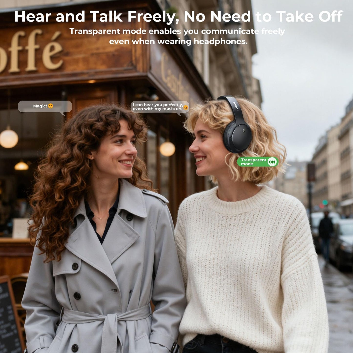 FXWONTY Hybrid Active Noise Cancelling Headphones, Wireless Bluetooth 5.4 Over Ear Headphones & Fast Charging, Hi-Res Audio, Deep Bass, Transparency…