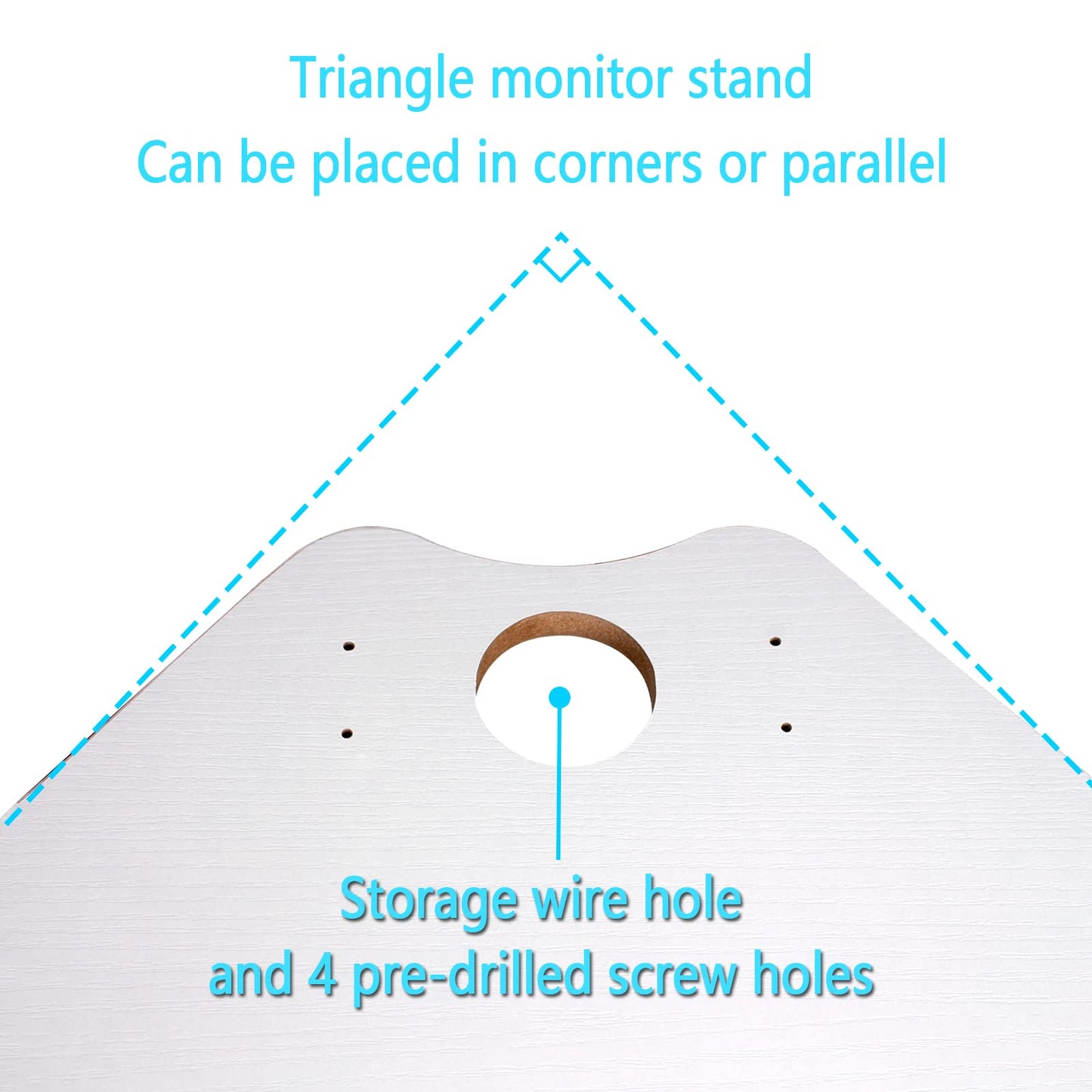 Triangle Wood Monitor Stand Riser - White Multi-Purpose Desktop Storage for Computer, Laptop, Printer