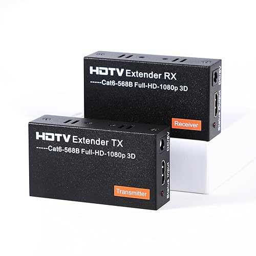 PACOXI HDMI Extender Over Single Cat5e/Cat6/Cat7 Ethernet Cable, Video Transmission Up to 200ft, 1080P 60Hz Supports EDID Copy, 3D, HDMI