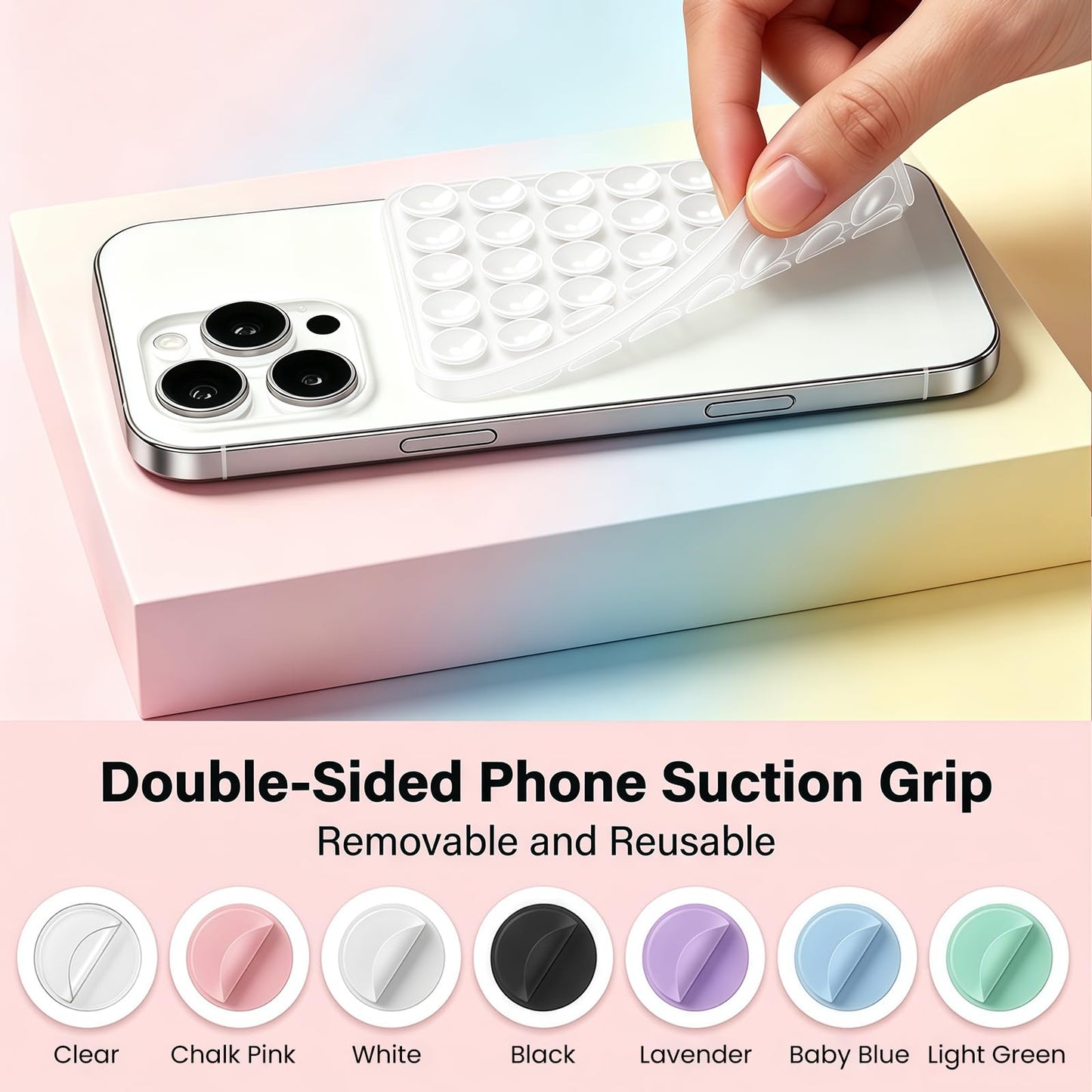 Anteel 2026 Upgraded 2 Pack Silicone Suction Cup Phone Case Mount Double Sided, Non Slip Phone Accessories, Hands-Free Strong Grip Silicon Phone