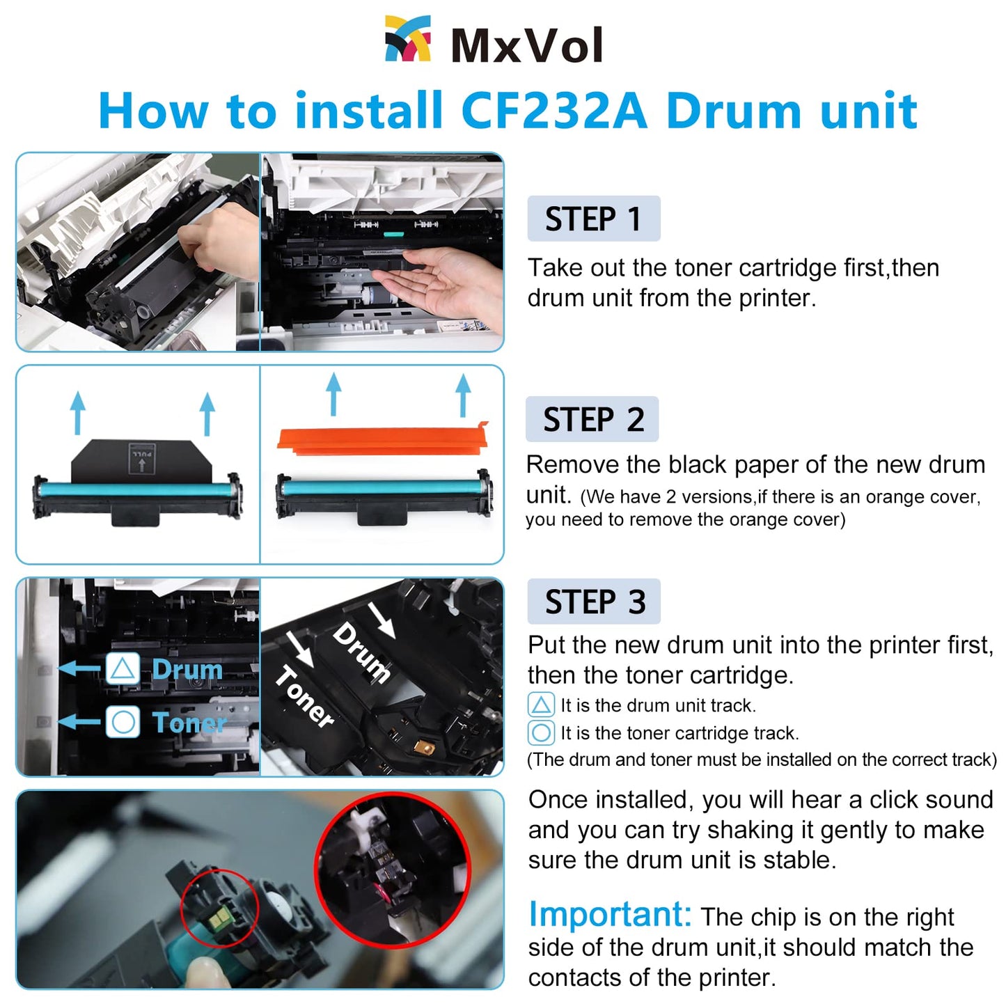 MxVol Compatible 32A CF232A Drum Unit Replacement for HP 32A CF232A Imaging Drum use for HP LaserJet Pro M227fdw M203dw M227fdn M118dw M148dw M148fdw