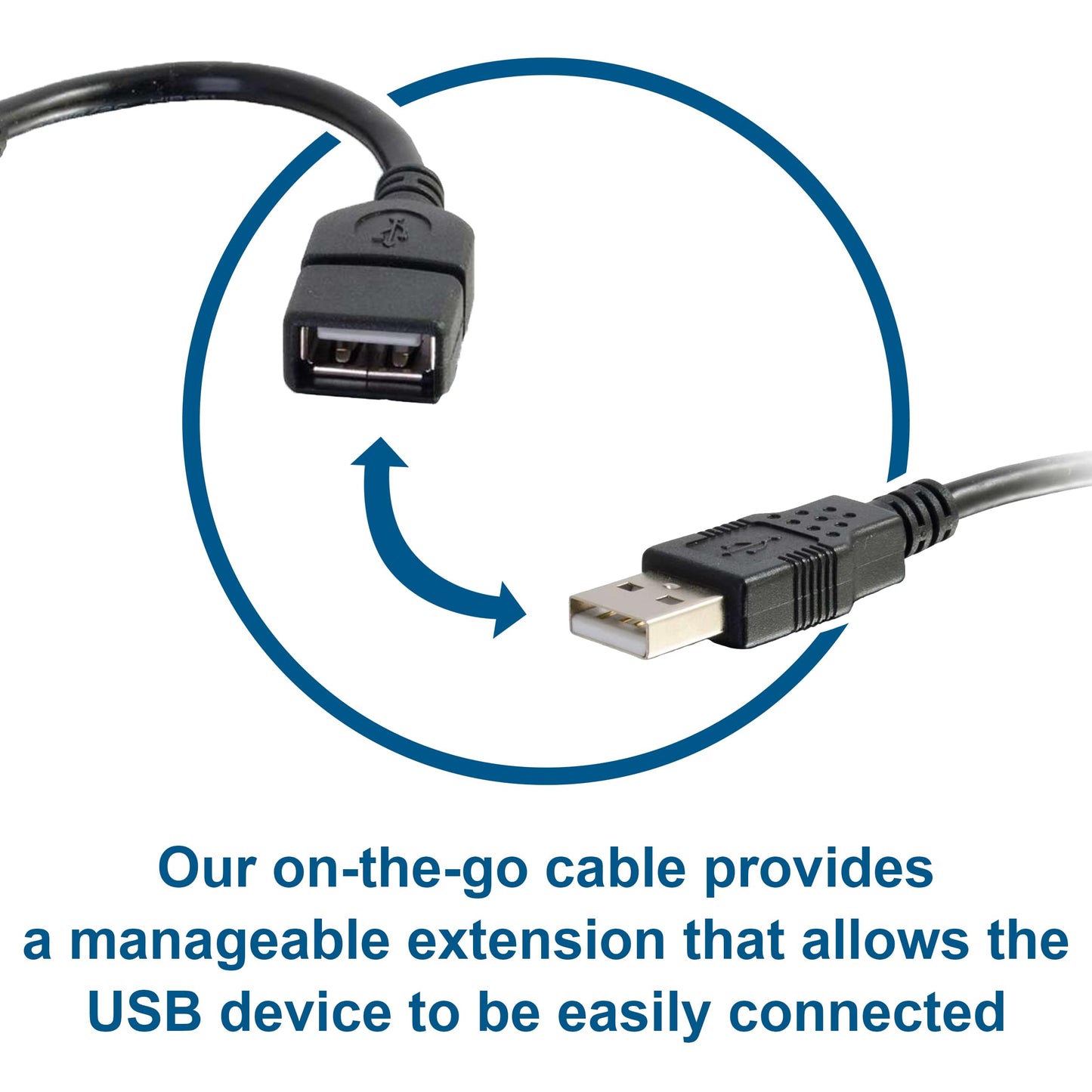 C2G Legrand USB Cable, USB A to A Cable, Short Extension USB Cable for USB Devices, 6 Inch USB Cord, Black, 1 Count, C2G 52119
