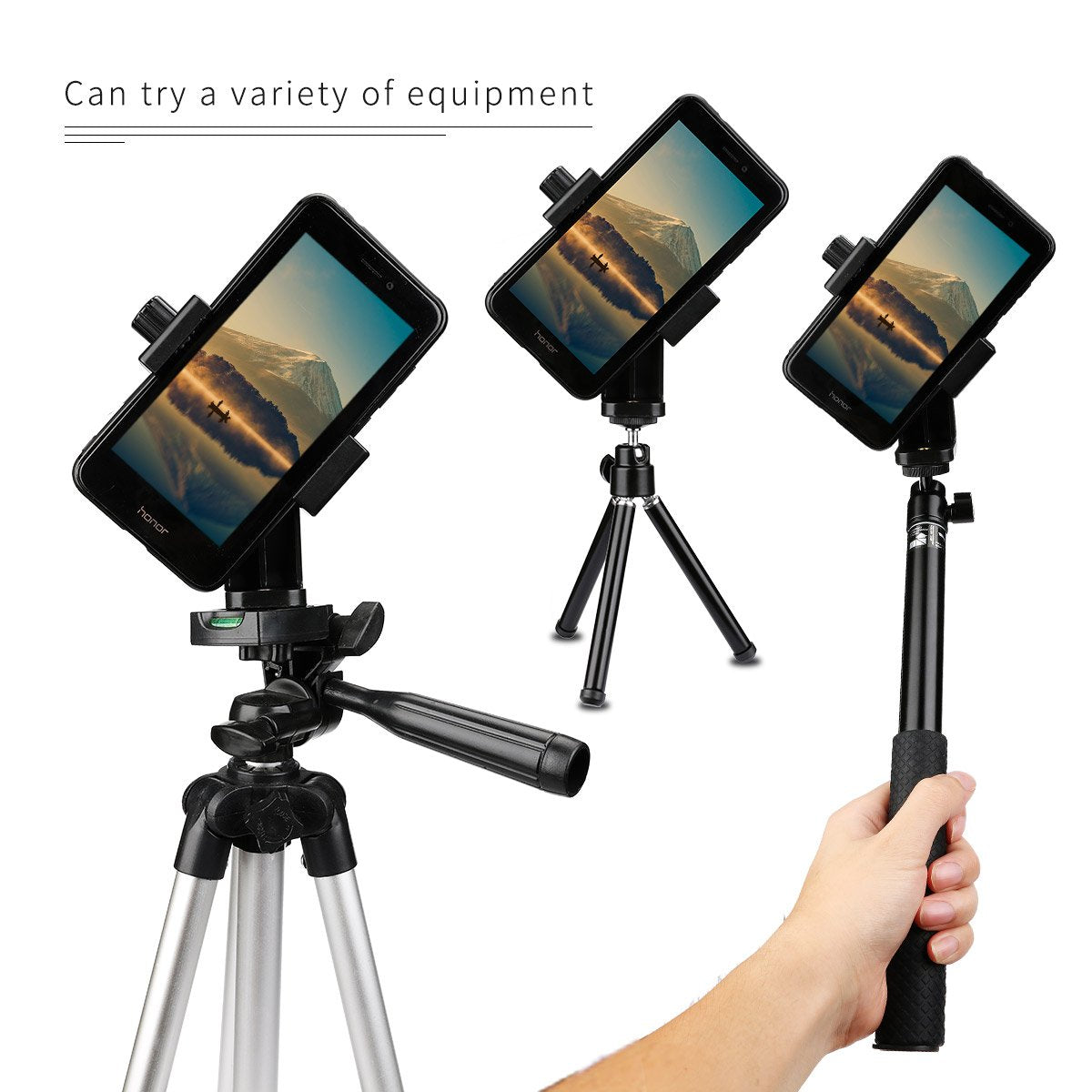 AFAITH Cell Phone Tripod Mount with Remote, Phone Holder Adapter Selfie Monopod with Adjustable Clamp for iPhone 16 15 14 13 12 11 Max Pro Phone X XR