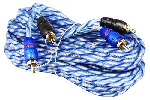 Rockville RTR172 17 Foot 2 Channel RCA Cable 100% Copper, Twisted Pair, Split Pin, Dual Shielding, for Home Audio, DJ, and Car Audio Setups