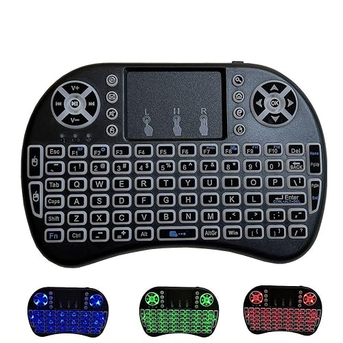 Mini Keyboard i8 2.4G Mouse Wireless with Touchpad, Tricolor Backlight Handheld Remote for Android TV Box (English Version)
