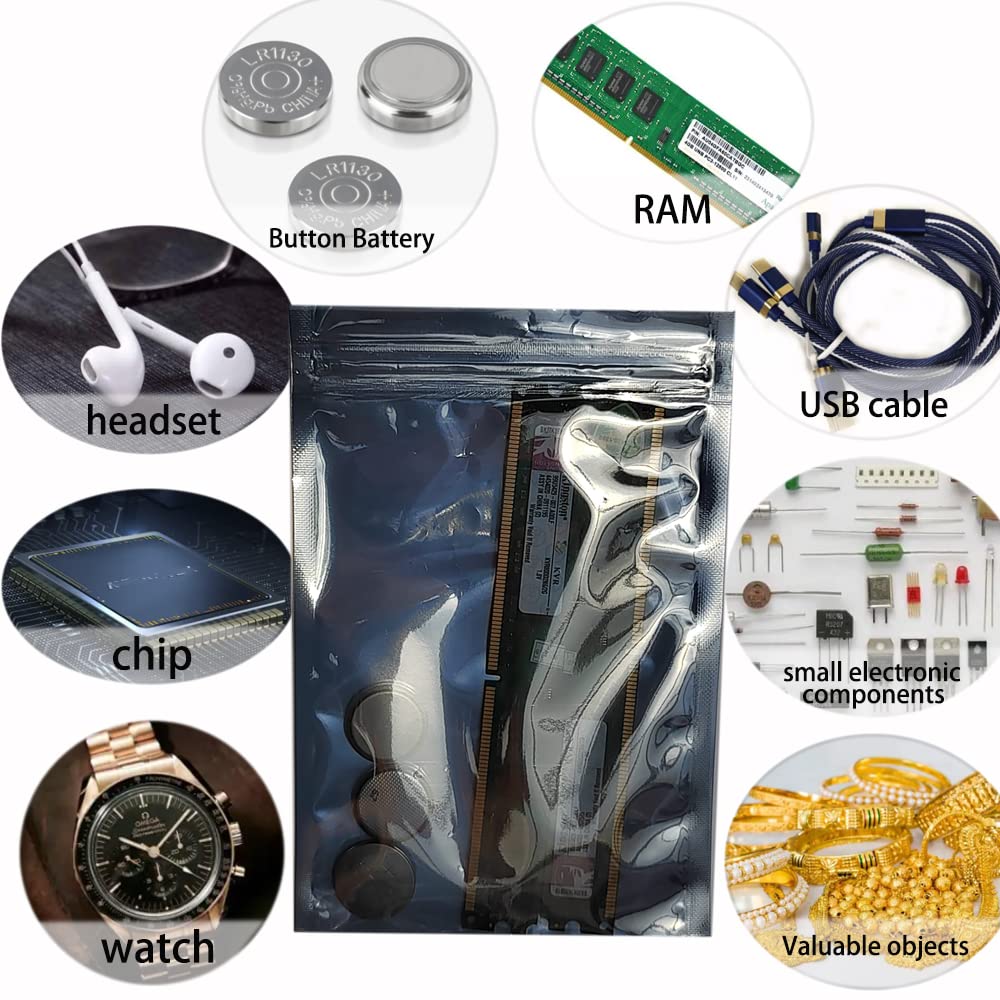 Mantianstar 100pcs Antistatic Bags 3.93x5.9in/10x15cm, Resealable ESD Bag, Suitable for CPU SSD Hard Disk and Various Electronic Devices