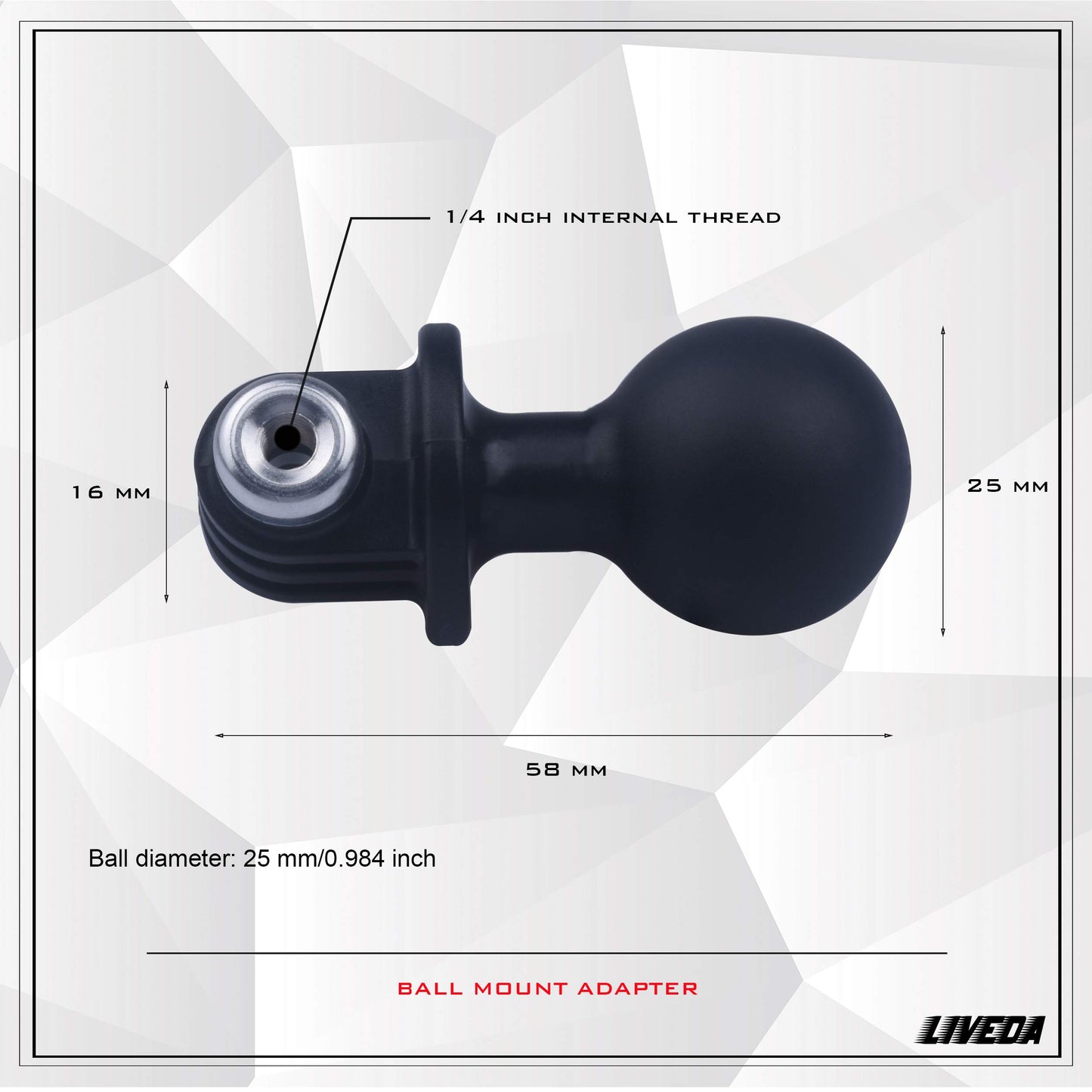 Ball Mount Adapter Compatible Gopro Hero Series/AKASO/SJCAM/DJI/OSMO/Action Camera, Compatible with RAM Ball Head Mounts, Rotating Ball Head Mount