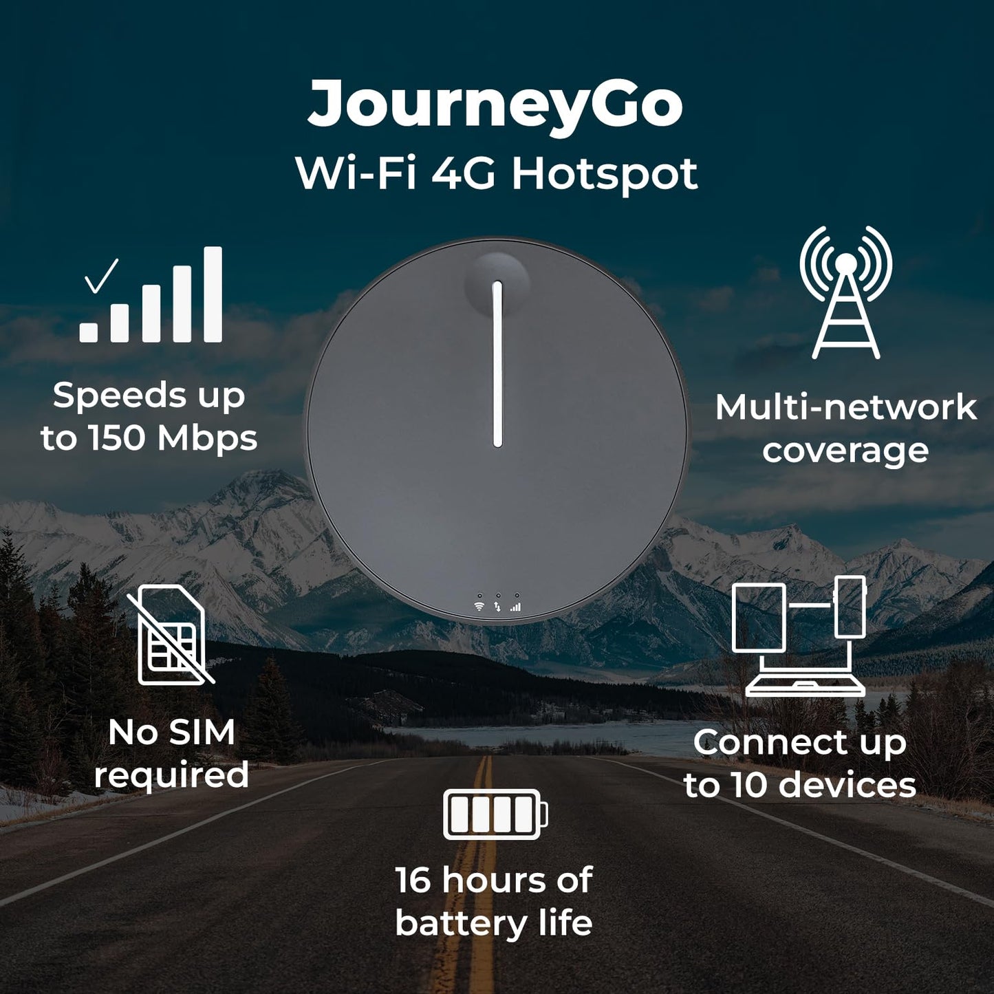TravlFi JourneyGo LTE RV WiFi Hotspot | RV Internet with Multiple Networks, Pay As You Go and No Contracts | Portable Internet for Travel, Motorhomes