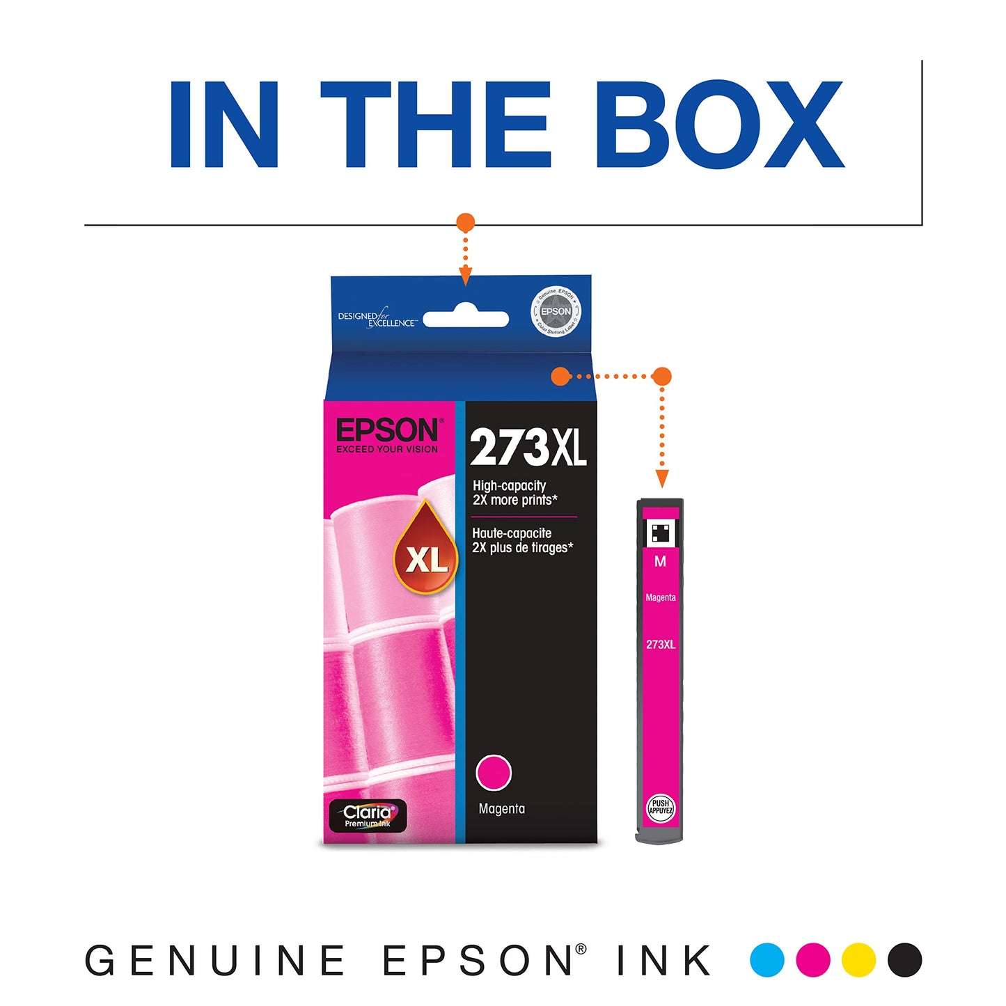EPSON 273 Claria Ink High Capacity Magenta Cartridge (T273XL320-S) Works with Expression Premium XP-520 XP-600, XP-610, XP-620, XP-800, XP-810, XP-820