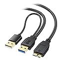 Cable Matters 5Gbps Micro USB 3.0 to USB Splitter Cable - 20 Inches, Micro-B 3.0 to Dual USBA for Data and Extra Power, MicroUSB 3.0 to USBA Y Cable