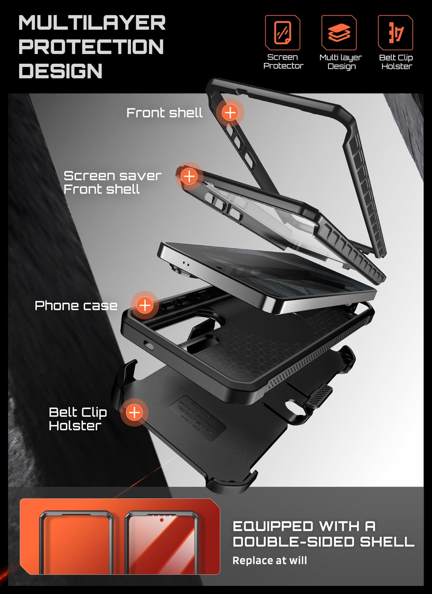 SUPCASE for Samsung Galaxy S26 Ultra Case with Stand, Military-Grade Drop Protection, Compatible with Wireless Charging/MagSafe, Built-in Screen