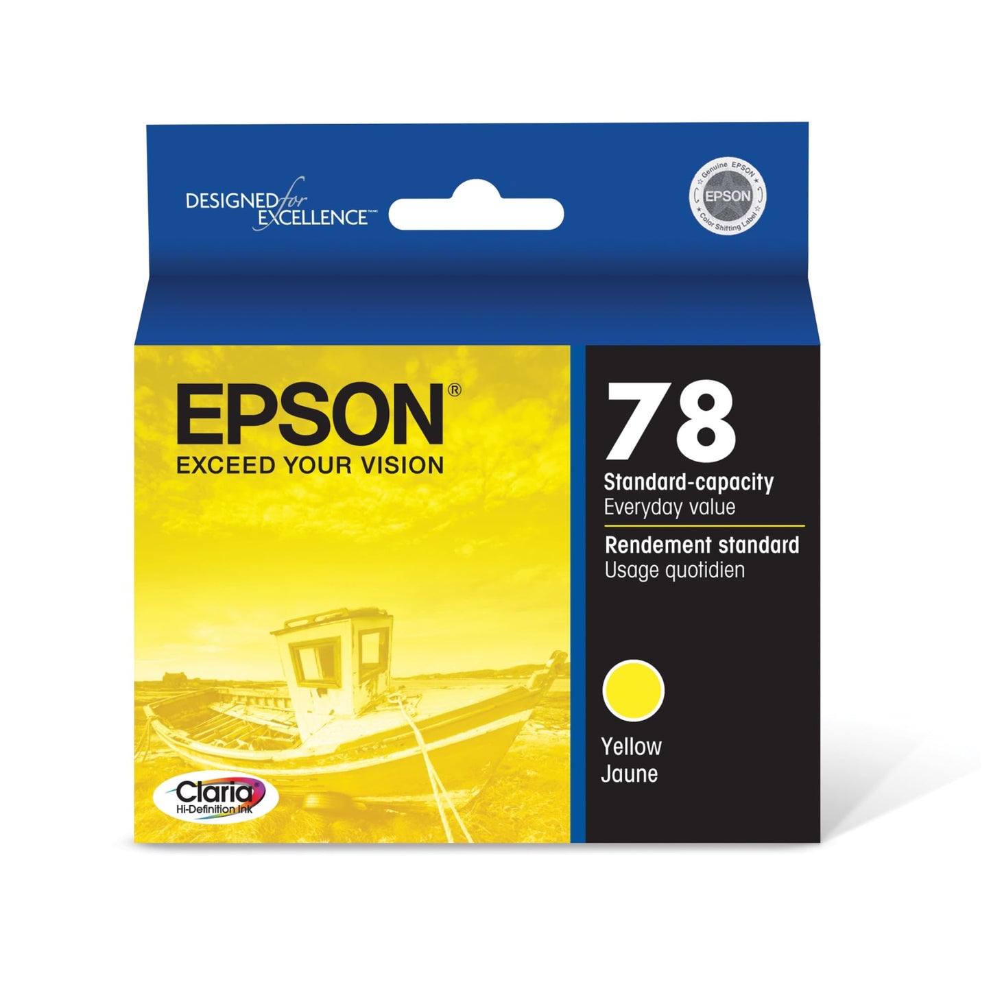Epson 78 Claria Hi-Definition Ink Standard Capacity Yellow Cartridge (T078420) Works with Artisan 50, Photo R260, R280, R380, RX580, RX595, RX680