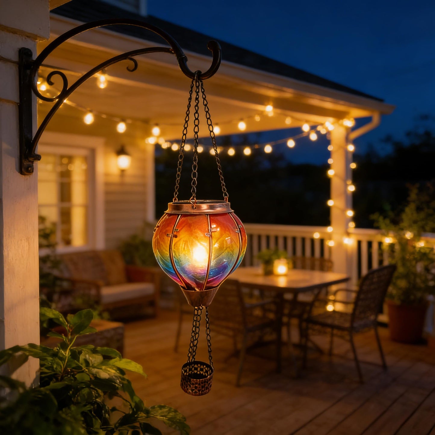 Hot Air Balloon Solar Lantern with Flickering Flame Hanging Solar Lanterns Outdoor Lights Waterproof Lanterns Decorative Garden Patio Yard Party