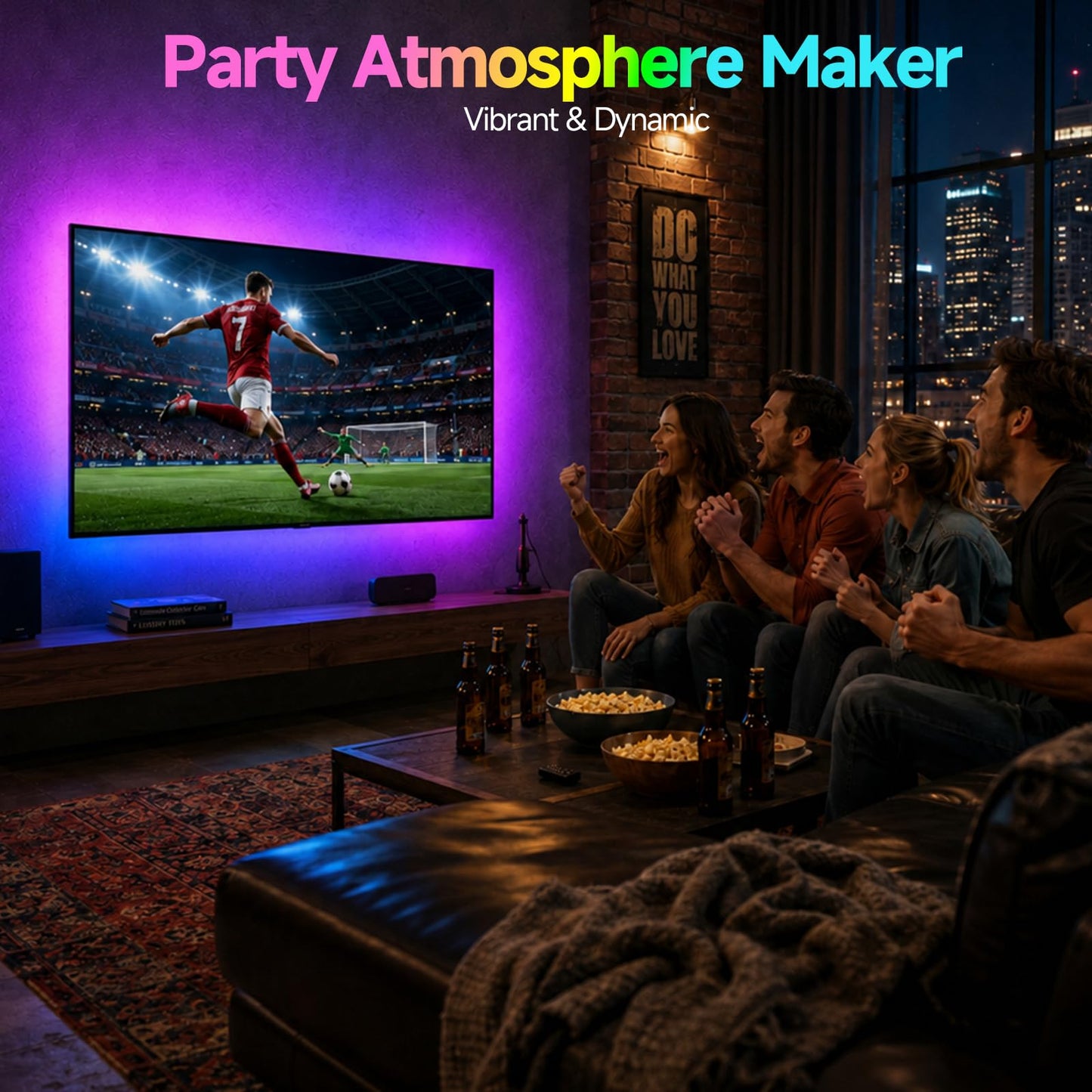 Daymeet TV LED Backlight, 16.4ft RGB Strip Lights for 65-85 Inch TVs, App Control