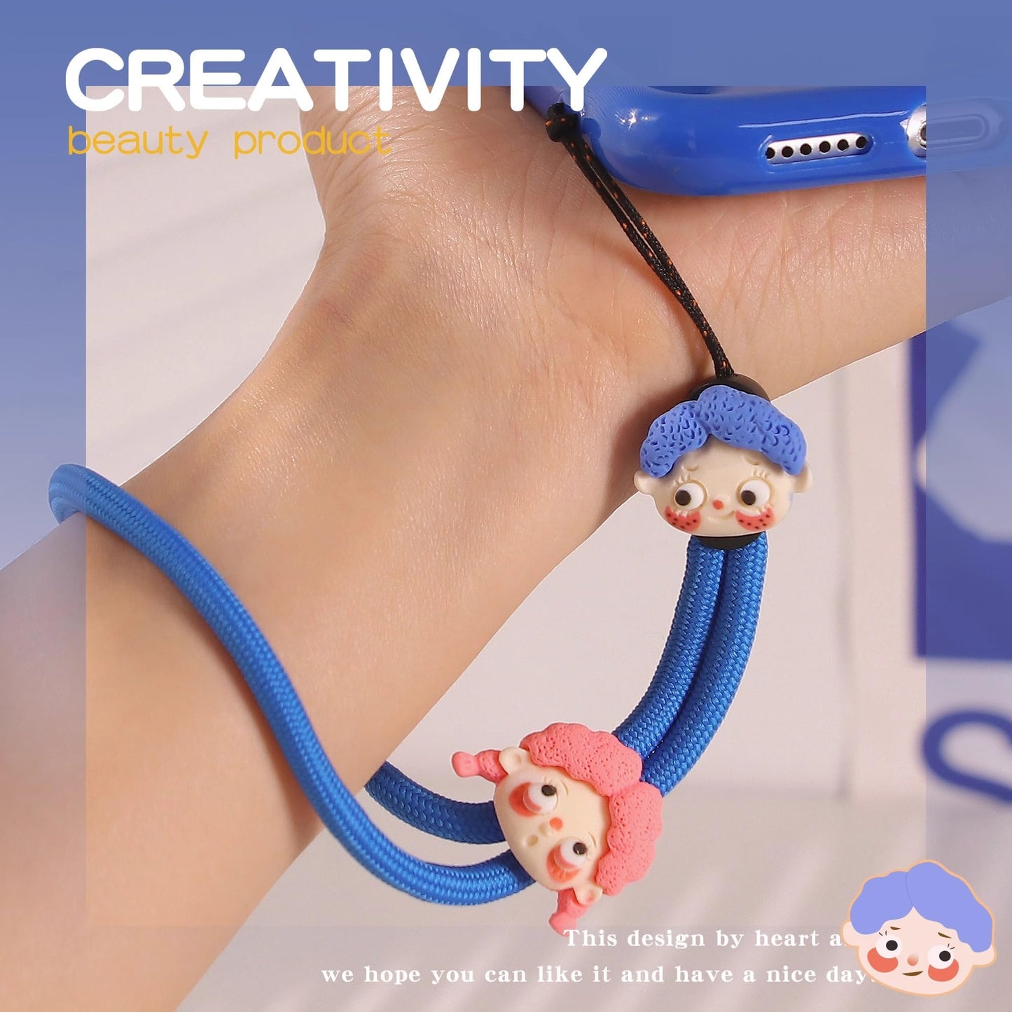 PeachBub Phone Charm Wrist Strap Nylon Wristlet Lanyards Cute Cartoons (GS0702)