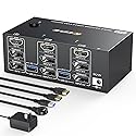 KVM Switch 3 Monitors 2 Computers, HDMI + DisplayPort KVM Switcher 8K@30Hz/4k@144Hz for 2 Computer Share 3 Display and 4 USB 3.0 Devices