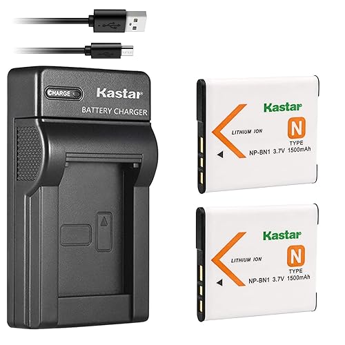 Kastar 2 Battery + Charger Replacement for Sony NP-BN1 DSC-QX10 QX30 QX100 DSC-TF1 DSC-TX10 TX20 DSC-TX30 DSC-W530 DSC-W570 DSC-W650 DSC-W800 DSC-W830